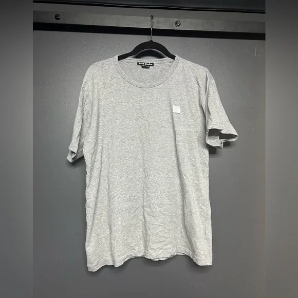 NEW Acne Studios Nash Logo Appliquéd Cotton-Jersey T-Shirt Grey L - Picture 2 of 5